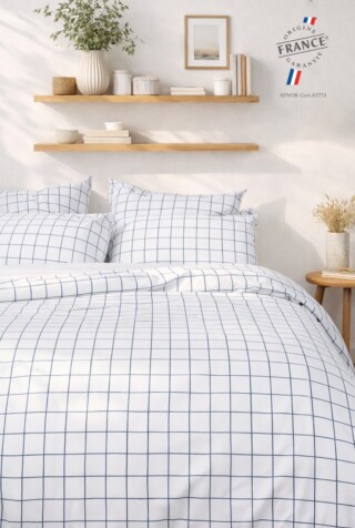 a demain parure carreaux bleu paon percale ambiance v 2 1