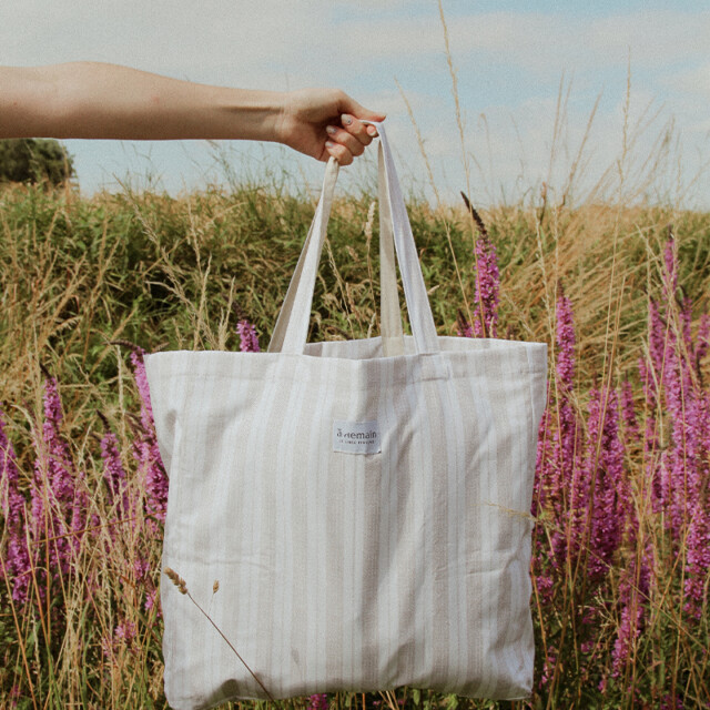 A demain - Sac cabas en percale de coton Parcelles cévennes 37x42 cm