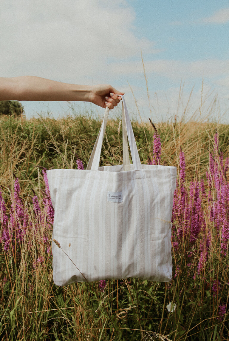 A demain - Sac cabas en percale de coton Parcelles cévennes 37x42 cm