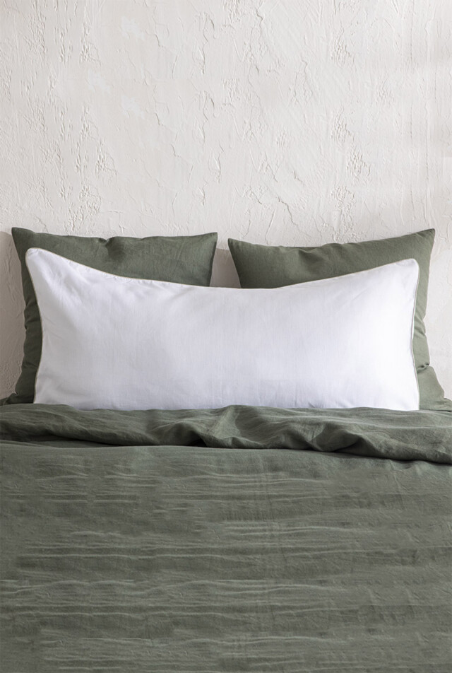 À Demain le linge français - Housse de coussin XXL en lin 55×110 cm Blan