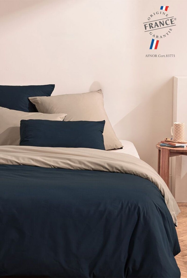 A demain - Parure percale bio Anthracite/Nuit - 260x240 cm + 65x65 cm (x2)