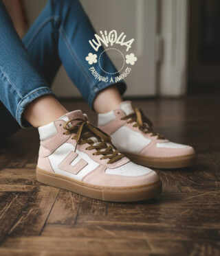 UNIQUA L’Atelier - Basket AUGUST- Velours Rose / Nubuck Rose