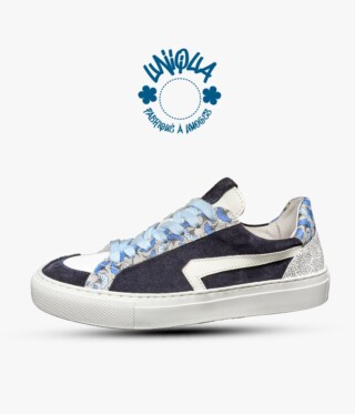 Basket Orsay- Velours Marine / Wax Bleu par la marque UNIQUA L’Atelier UNIQUA L’Atelier - Basket Orsay- Velours Marine / Wax Bleu
