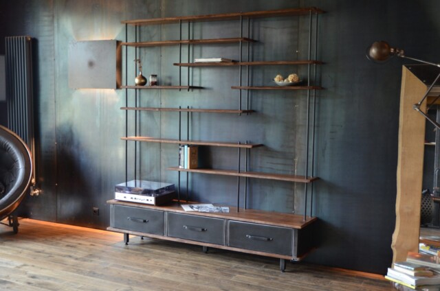 Micheli Design - Bibliothèque bois massif Live Edge RHÉA