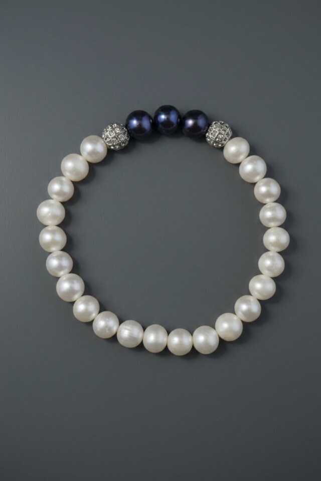 NEIJE - Bracelet Eclipse Perles d’eau douce et Or Blanc