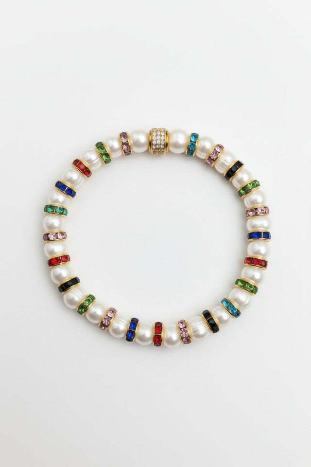 NEIJE - Bracelet Madame Bovary Perles de Culture et Diamants Multicolores