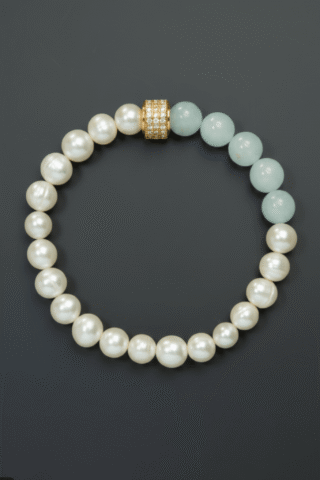 Bracelet Candy Geometric Perles Aigue Marine Or Jaune par la marque NEIJE NEIJE - Bracelet Candy Geometric Perles Aigue Marine Or Jaune