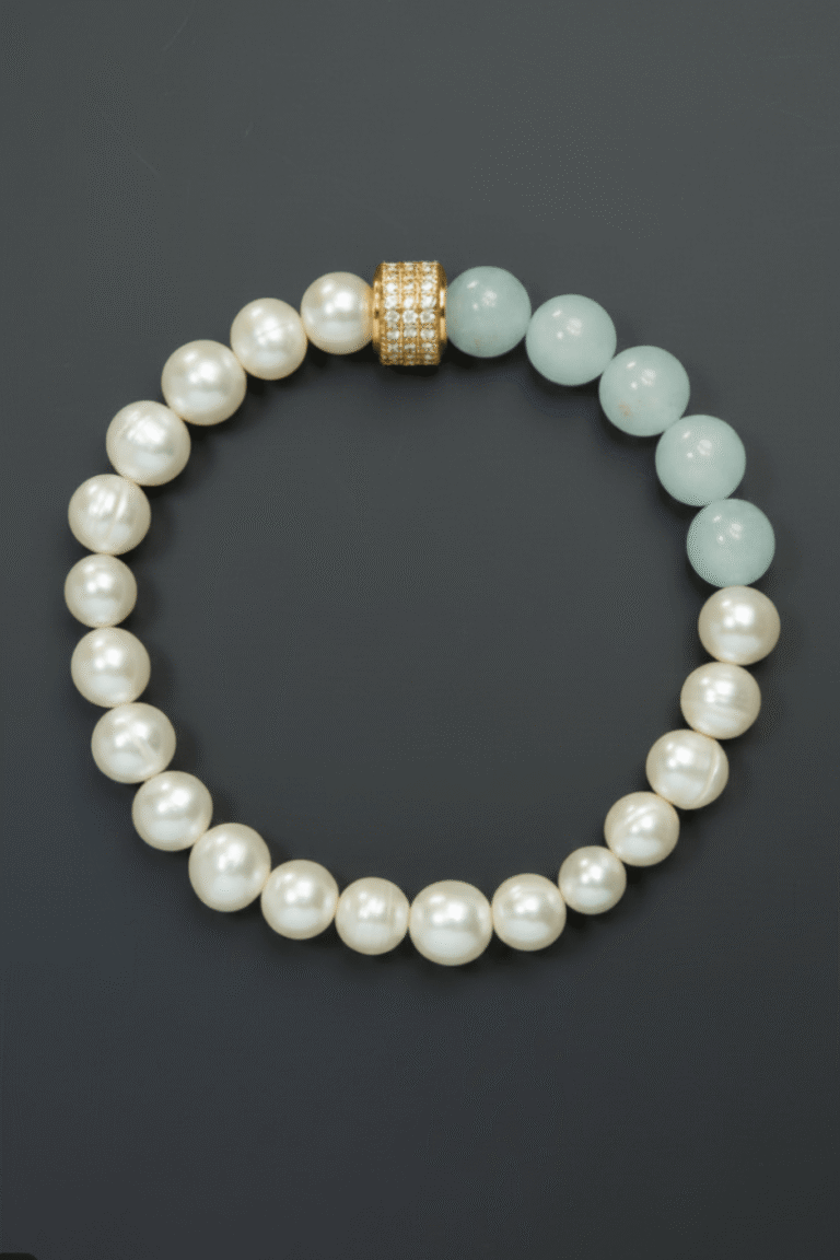 NEIJE - Bracelet Candy Geometric Perles Aigue Marine Or Jaune