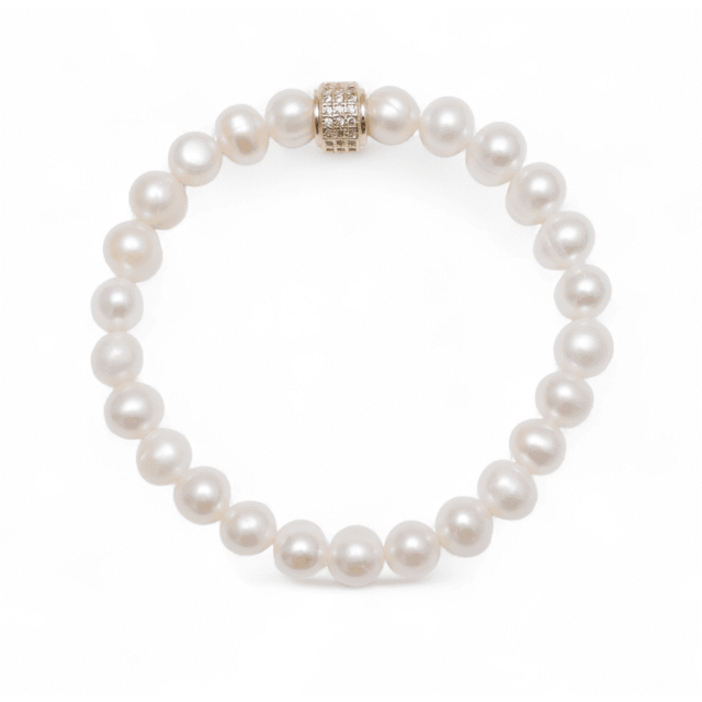 NEIJE - Parure Collier & Bracelet Perles de Culture - Belle du Seigneur – L (poignet de 17 à 19 cm) / 50 cm + extension de 5 cm