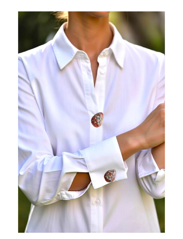 L’atelier de Patricia - Cache bouton chemise – Marin Marron clair