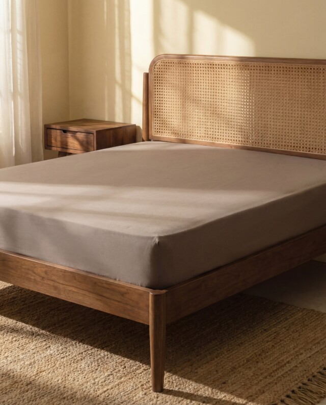 DEJORINE - Drap housse en Coton – Marron taupe