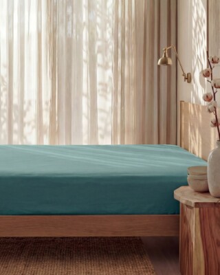 DEJORINE - Drap housse en Percale de coton  Emeraude