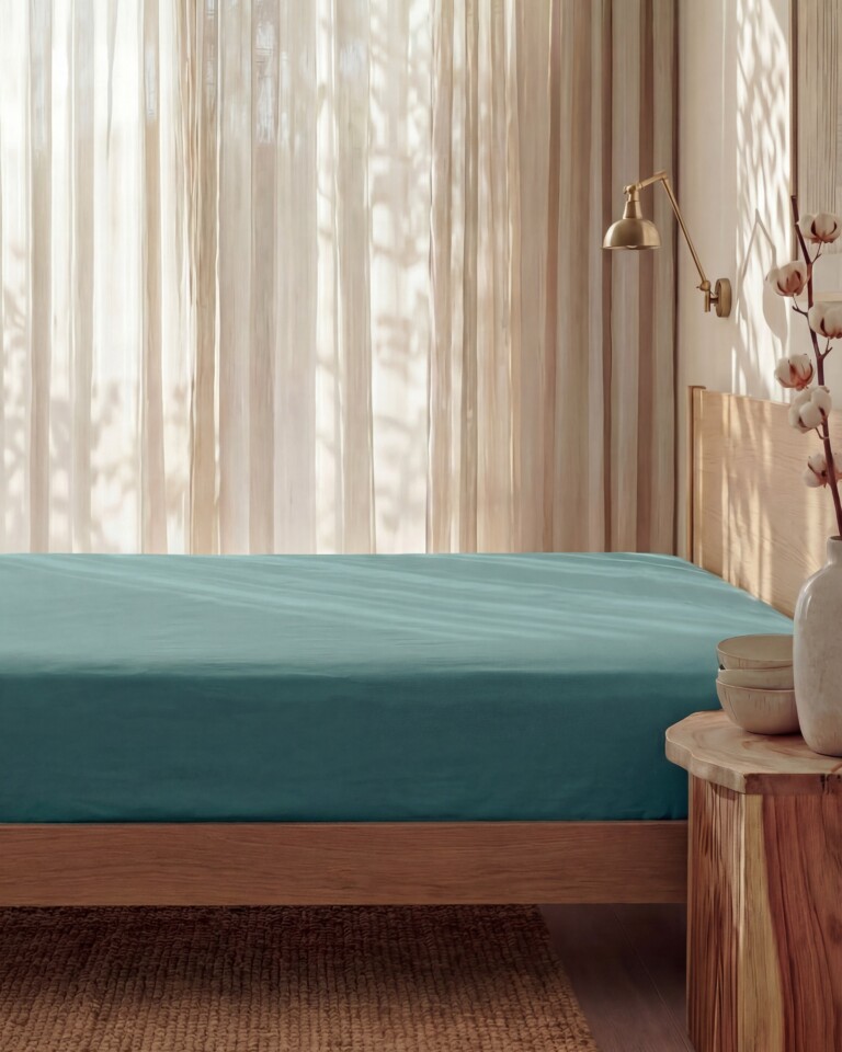 Dejorine - Drap housse en Percale de coton - Emeraude