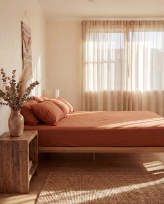 DEJORINE - Drap housse en Percale de coton  Ocre