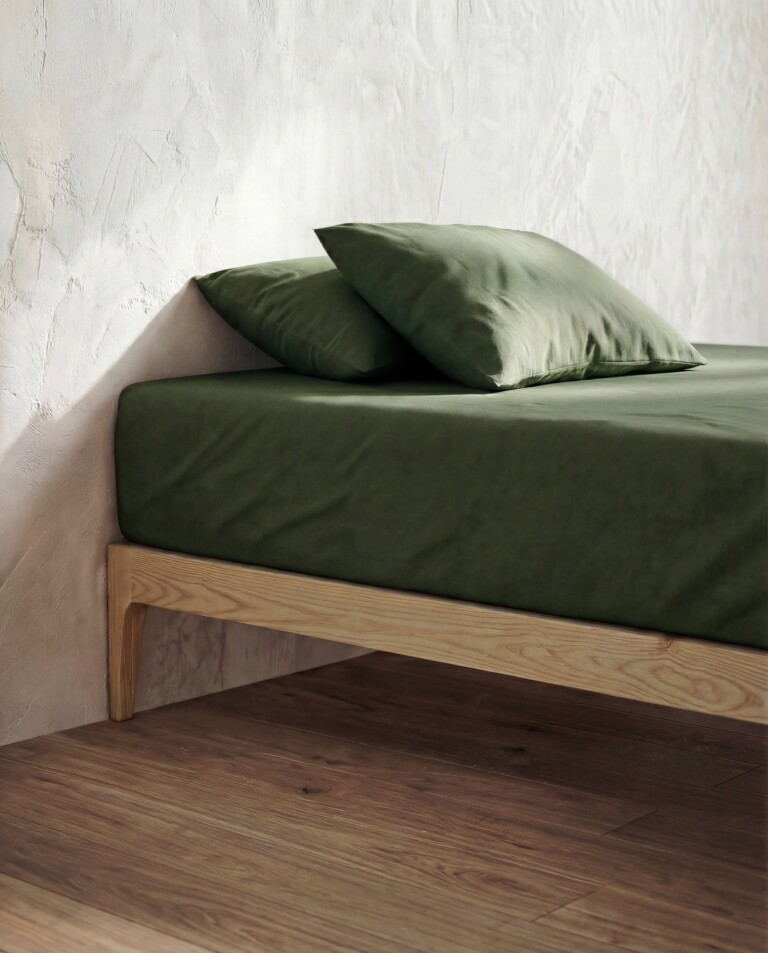 Dejorine - Drap housse en Percale de coton - Vert sapin