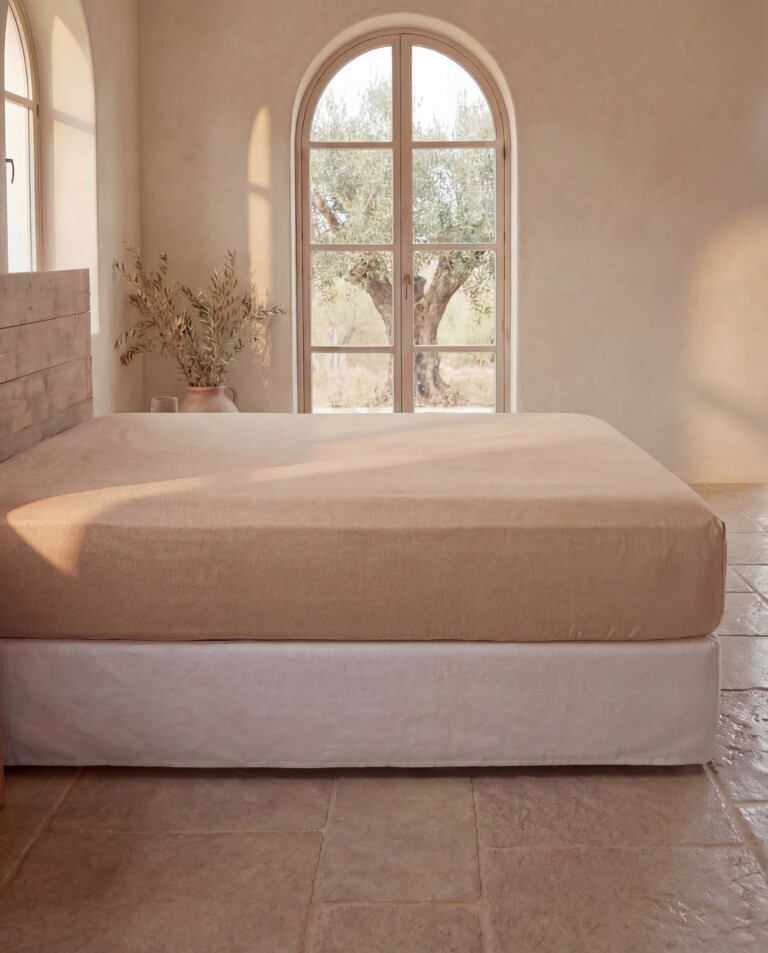 Dejorine - Drap housse en Percale de coton - Marron – 90x200cm / Bonnet 30cm