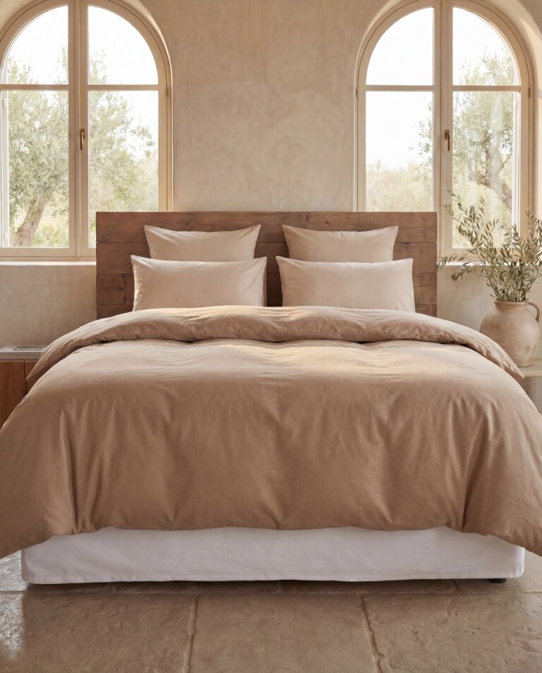 Dejorine - Drap housse en Percale de coton - Marron – 90x200cm / Bonnet 30cm