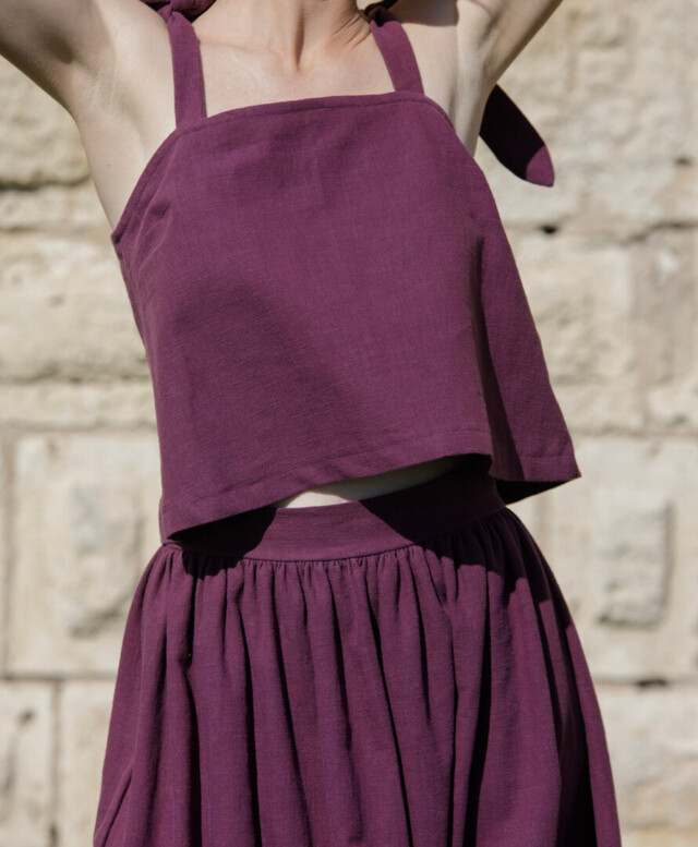 April et C - Top Plumeria – Lin bordeaux