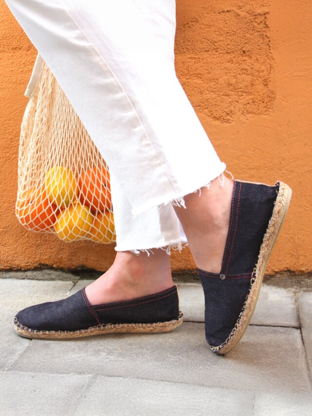 JULES & JENN - Espadrilles toile jean en chanvre bleu