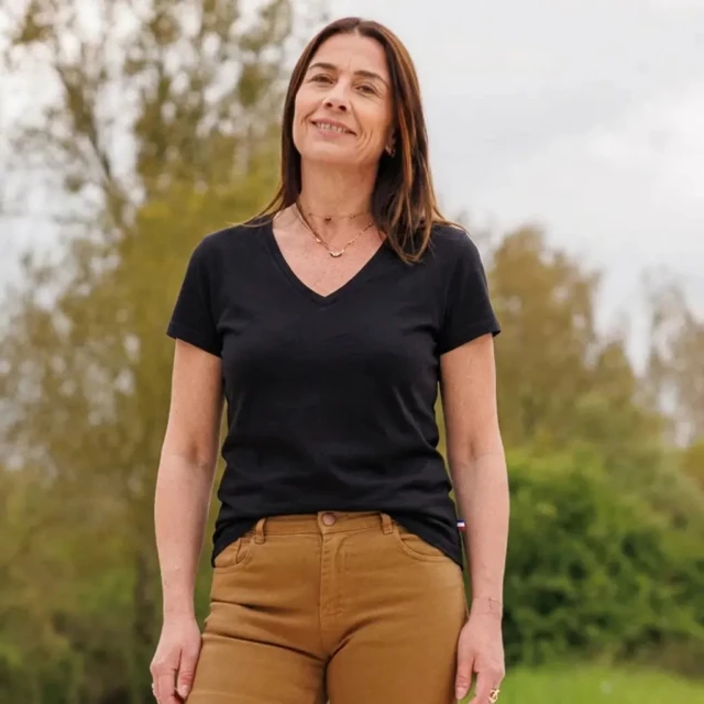 PALÂBA - T shirt col V noir femme | PALABA