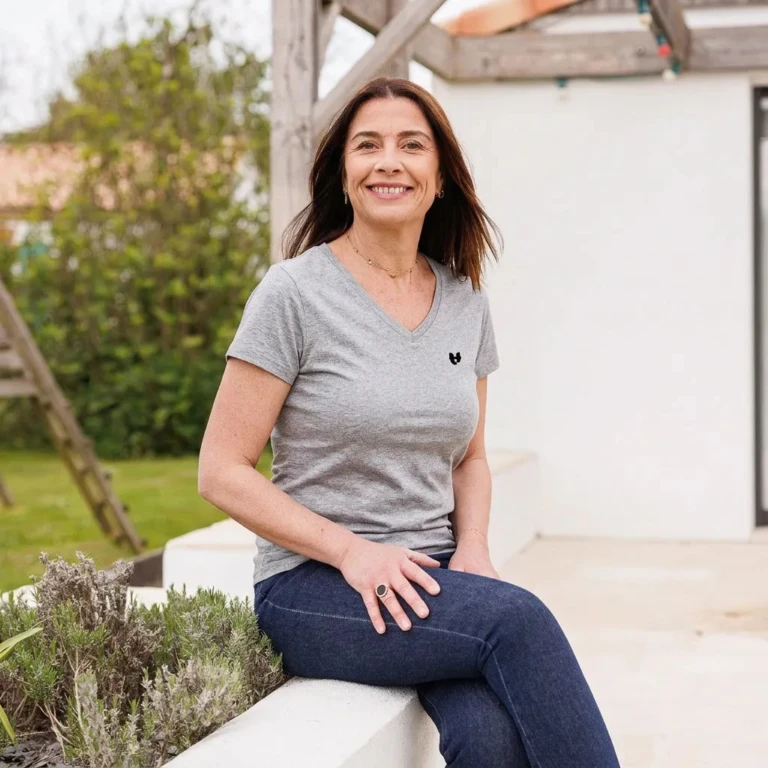 PALÂBA - T shirt col V gris femme | Coeur