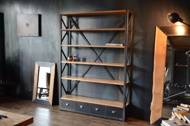 Micheli Design - Grande étagère bibliothèque industrielle GILBERTO XL