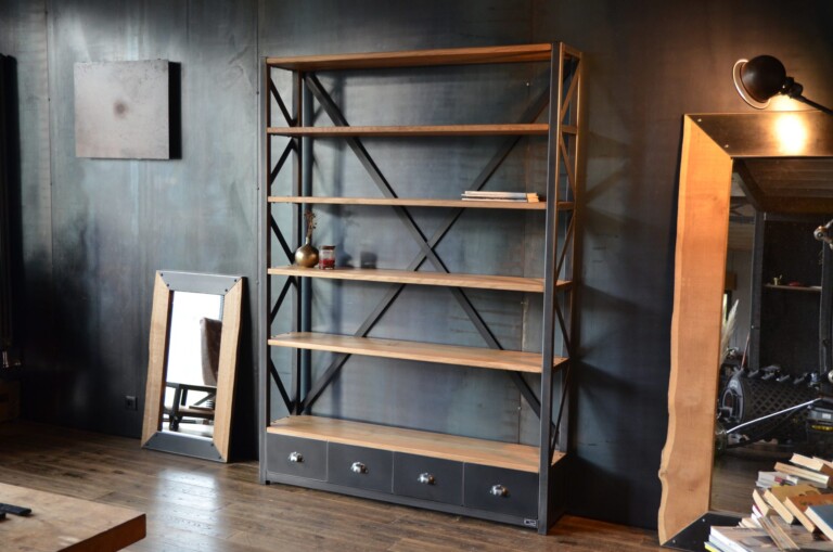 Micheli Design - Grande étagère bibliothèque industrielle GILBERTO XL