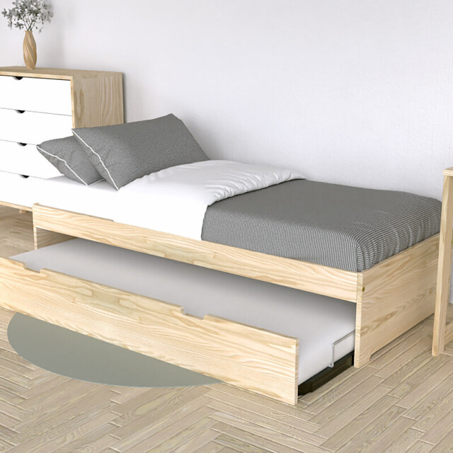 ABC MEUBLES - Lit gigogne 70x190 Malo pin massif