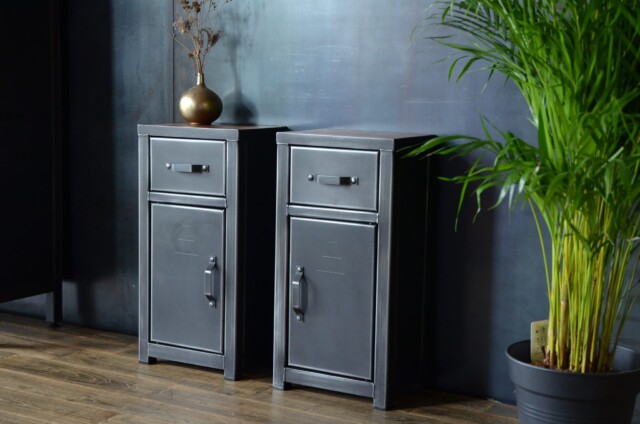 Micheli Design - Tables de chevet industrielles chêne et acier ÉSOPE