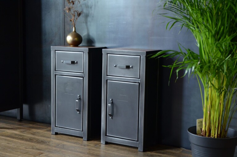 Micheli Design - Tables de chevet industrielles chêne et acier ÉSOPE