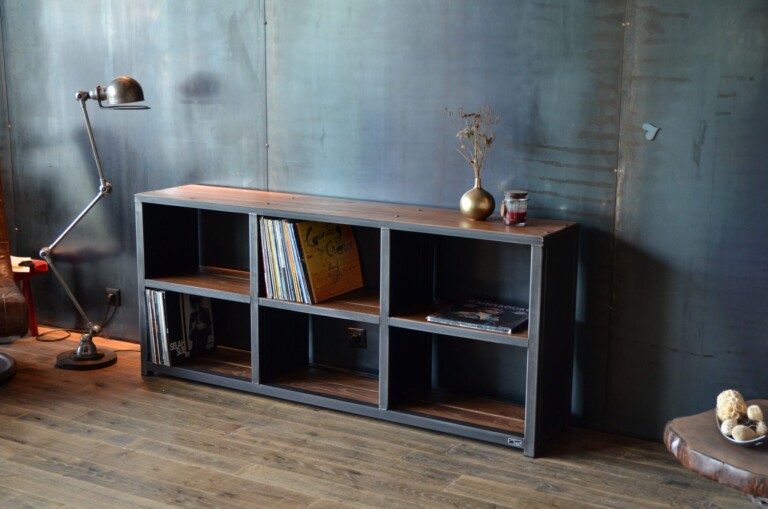 Micheli Design - Meuble rangement industriel 500 vinyles DANAÏDE