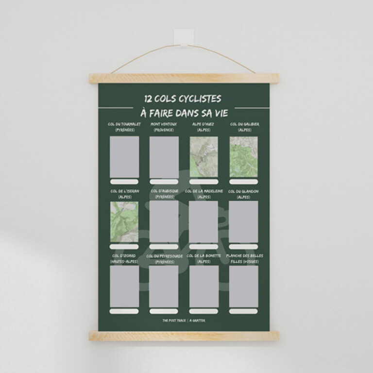 The Post Trace - Carte à Gratter 12 Cols cyclistes à faire dans sa vie