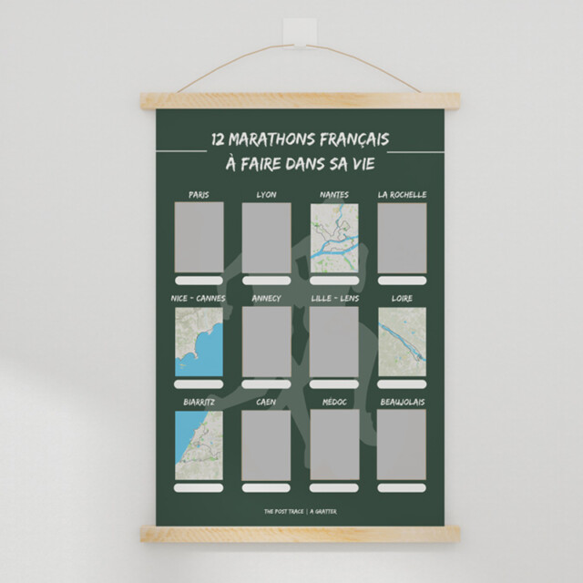 The Post Trace - Carte à Gratter 12 Marathons Français à faire dans sa vie