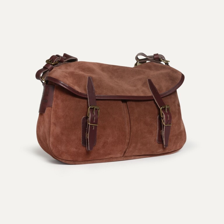 Bleu De Chauffe - Musette du Pêcheur S / Cuir Velours - Marron Rubis