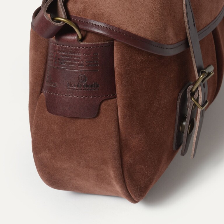 Bleu De Chauffe - Musette du Pêcheur S / Cuir Velours - Marron Rubis