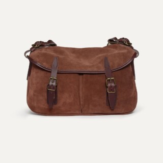 Bleu de Chauffe - Musette du Pêcheur S / Cuir Velours  Marron Rubis