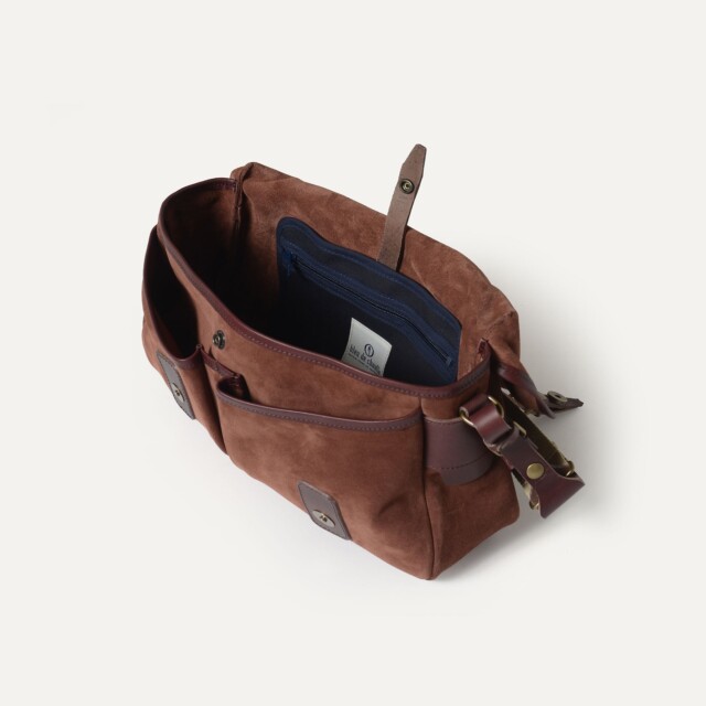 Bleu De Chauffe - Musette du Pêcheur S / Cuir Velours - Marron Rubis
