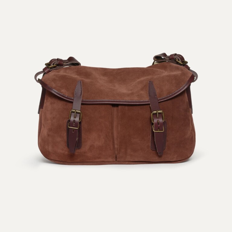 Bleu De Chauffe - Musette du Pêcheur S / Cuir Velours - Marron Rubis