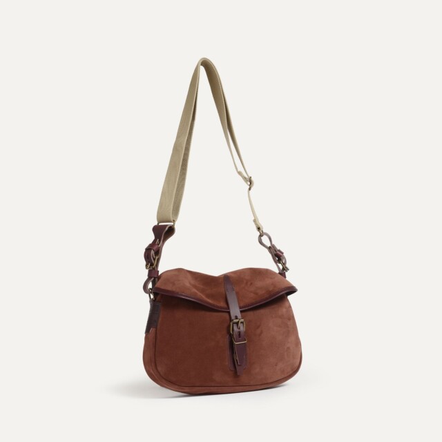 Bleu De Chauffe - Musette du Pêcheur XS / Cuir Velours - Marron Rubis