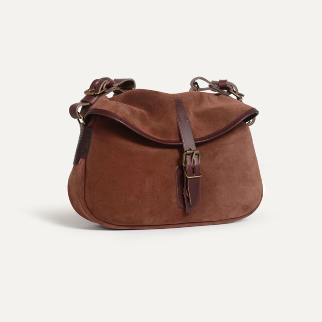 Bleu De Chauffe - Musette du Pêcheur XS / Cuir Velours - Marron Rubis