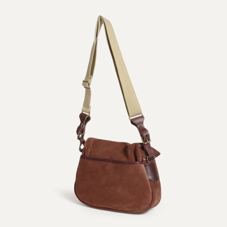 Bleu De Chauffe - Musette du Pêcheur XS / Cuir Velours - Marron Rubis