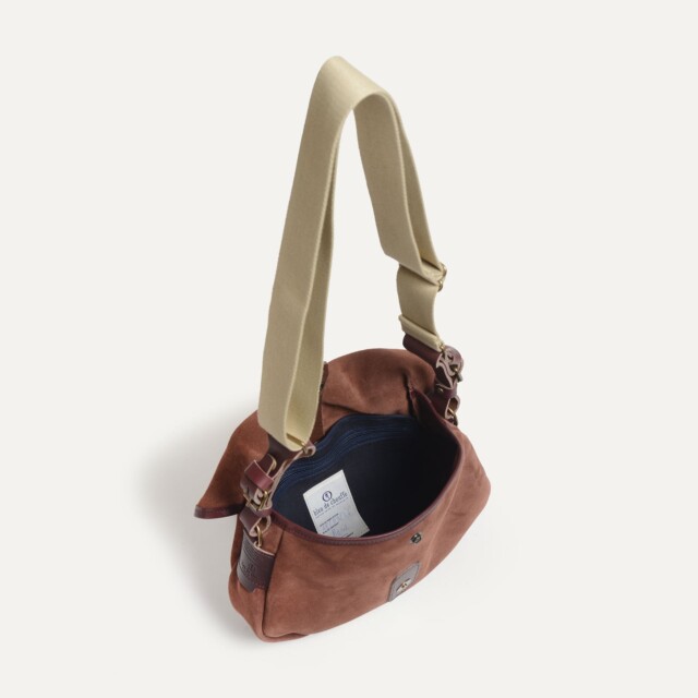 Bleu De Chauffe - Musette du Pêcheur XS / Cuir Velours - Marron Rubis