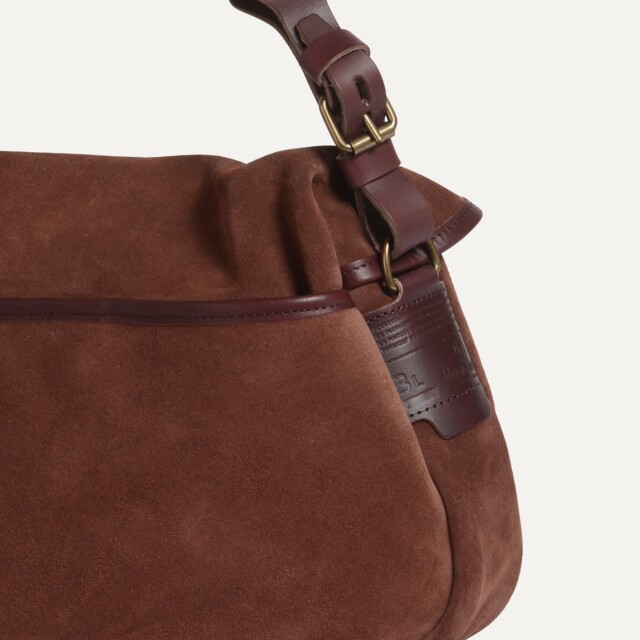 Bleu De Chauffe - Musette du Pêcheur XS / Cuir Velours - Marron Rubis