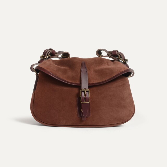 Bleu de Chauffe - Musette du Pêcheur XS / Cuir Velours – Marron Rubis