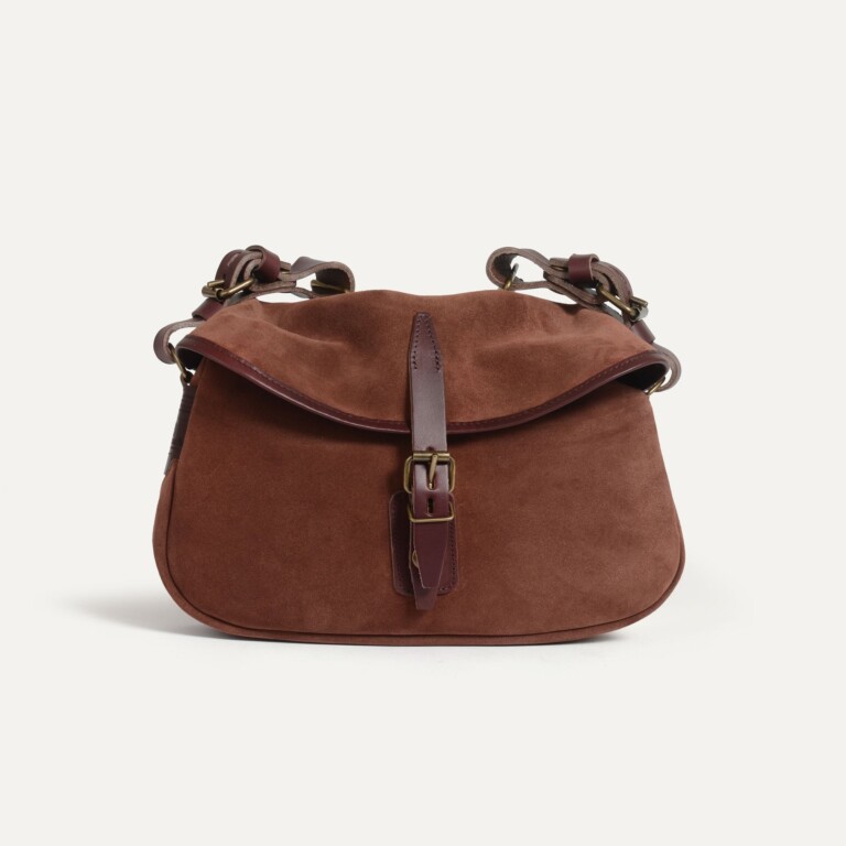 Bleu De Chauffe - Musette du Pêcheur XS / Cuir Velours - Marron Rubis