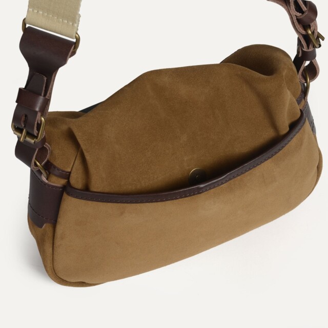 Bleu De Chauffe - Musette du Pêcheur XS / Cuir Velours - Marron Noisette