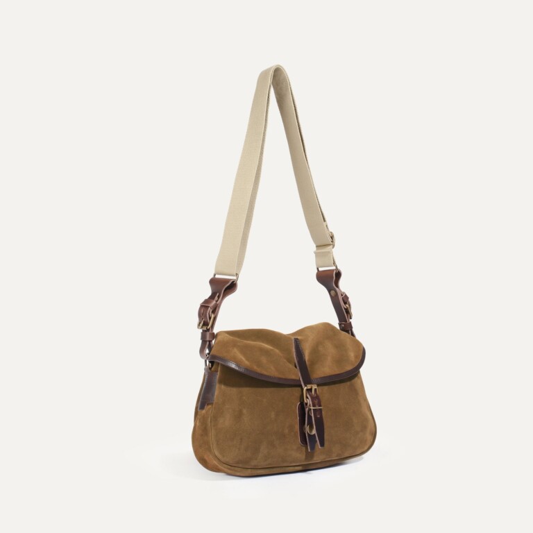 Bleu De Chauffe - Musette du Pêcheur XS / Cuir Velours - Marron Noisette