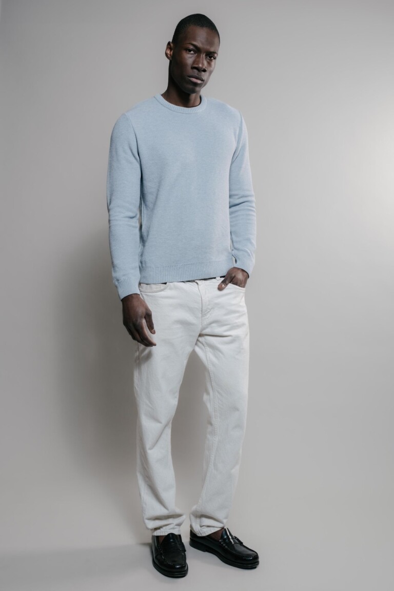 Nitto Knitwear - Agop col rond - Light Indigo – XL