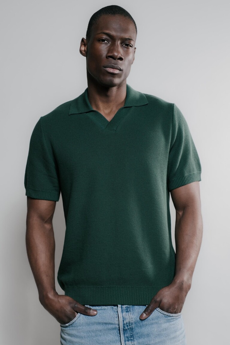 Nitto Knitwear - Agop Polo - Vert Bouteille – L