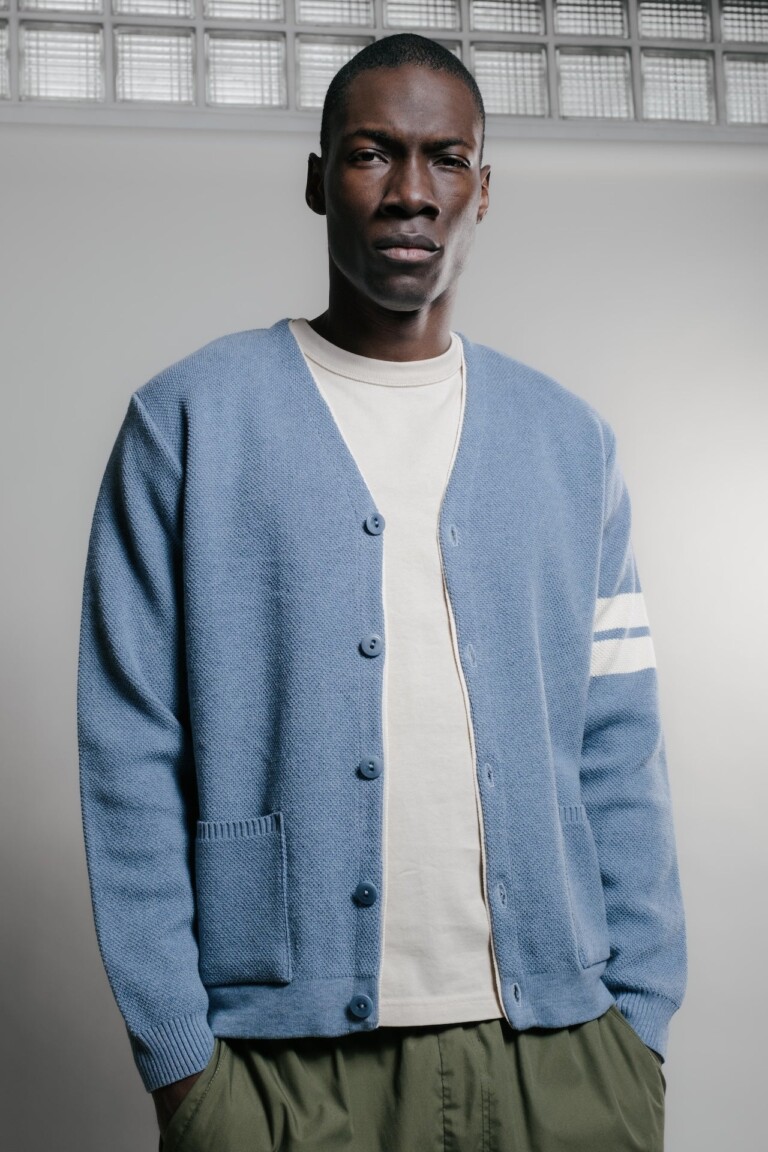 Nitto Knitwear - Youri cardigan Collège - Medium Indigo